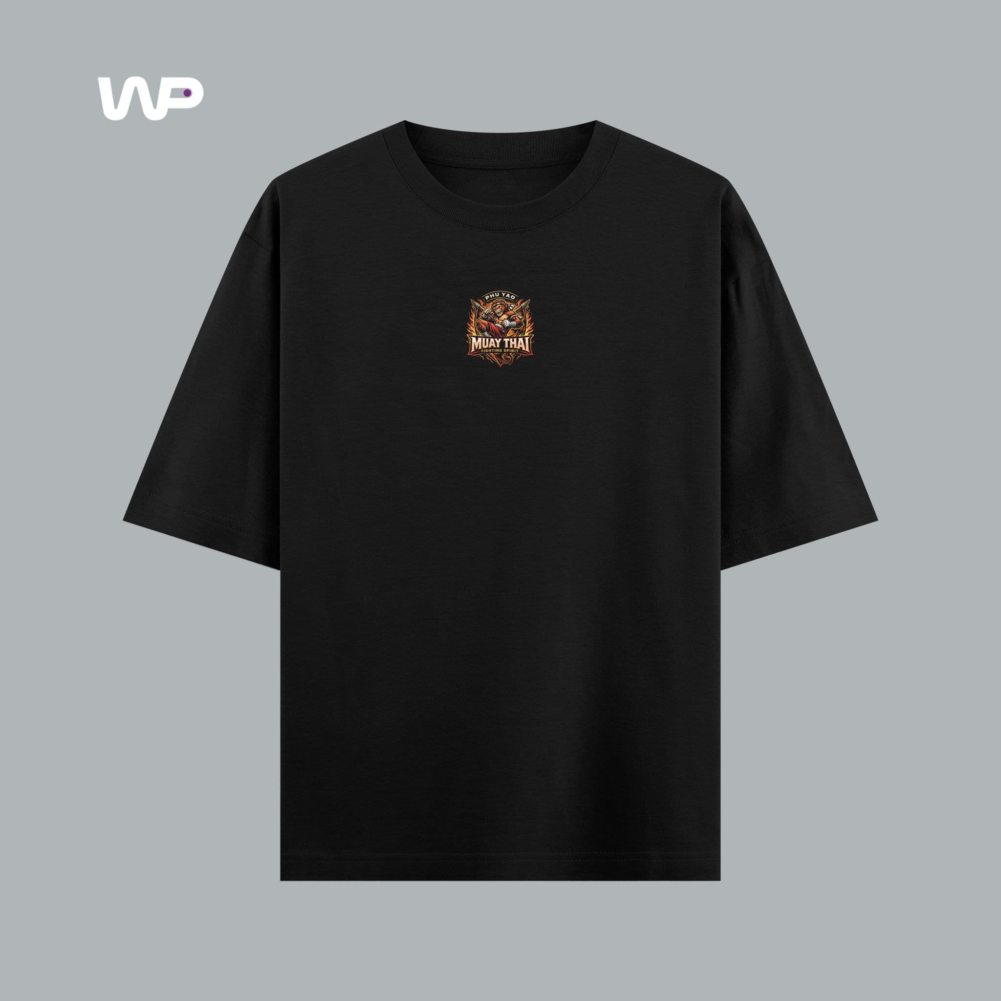 Parte delantera de la camiseta negra Phu Yao con dibujo pequeño